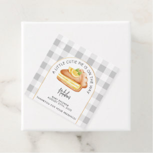 Little Cutie Pie Grey Gingham Plaid Baby shower Bedankjes Labels