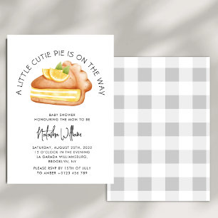Little Cutie Pie Grey Gingham Plaid Baby shower Kaart