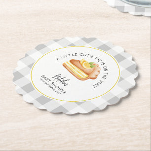Little Cutie Pie Grey Gingham Plaid Baby shower Kartonnen Onderzetters