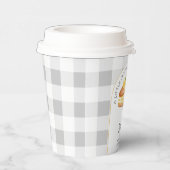 Little Cutie Pie Grey Gingham Plaid Baby shower Papieren Bekers (Rechts)