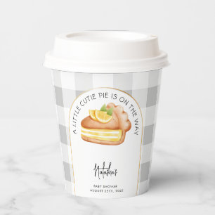 Little Cutie Pie Grey Gingham Plaid Baby shower Papieren Bekers