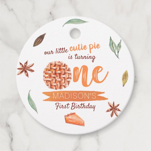 Little Cutie Pie Herfst 1e verjaardag Bedankjes Labels (Voorkant)