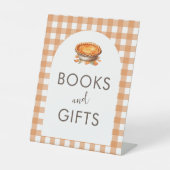Little Cutie Pie Herfst Gingham Boeken en geschenk Reclamebord Met Voetstuk (Voorkant)