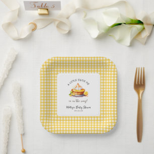Little Cutie Pie Lemon Gingham Baby shower Papieren Bordje
