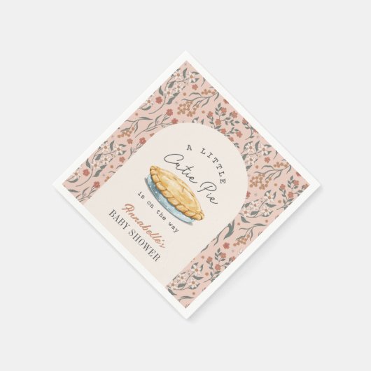Little Cutie Pie Pink Floral Baby shower Servet (Hoek)