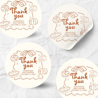 Little Cutie Pie Pumpkin Baby shower Ronde Sticker
