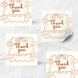 Little Cutie Pie Pumpkin Baby shower Vierkante Sticker