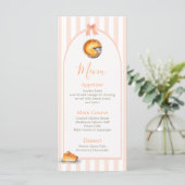 Little Cutie Pie Sinaasappel Gingham Verjaardagsme Menu (Staand voorkant)