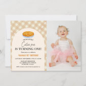 Little Cutie Pie Thanksgiving Wit 1e Verjaardag Kaart (Voorkant)