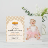 Little Cutie Pie Thanksgiving Wit 1e Verjaardag Kaart (Staand voorkant)