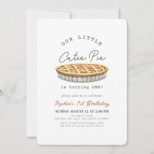 Little Cutie Pie Thanksgiving Wit 1e Verjaardag Kaart (Voorkant)