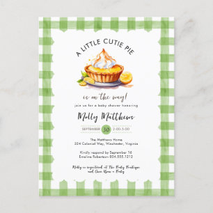 Little Cutie Pie Waterverf Gingham Baby shower Briefkaart