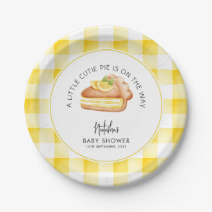 Little Cutie Pie Yellow Gingham geruite Baby showe Papieren Bordje