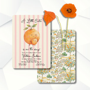Little Cutie Sinaasappels Baby shower Toile Stripe Kaart