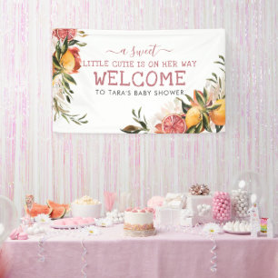 Little Cutie Sinaasjeugd Botanische Baby Shower Spandoek