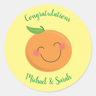 Little Cutie Tangerine Baby shower Genderneutraal Ronde Sticker