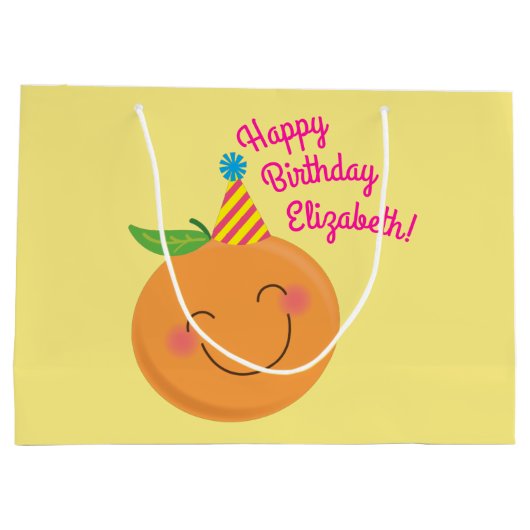 Little Cutie Tangerine Birthday Party Groot Cadeauzakje (Achterkant)