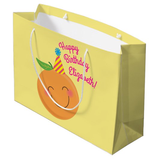 Little Cutie Tangerine Birthday Party Groot Cadeauzakje (Achterkant Gekanteld)