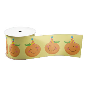 Little Cutie Tangerine Birthday Party Satin Ribbon Lint