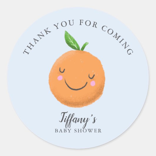 Little Cutie Theme Baby shower Blauw Favor Ronde Sticker (Voorkant)