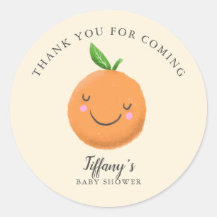 Little Cutie Theme Baby shower Geel Favor Ronde Sticker