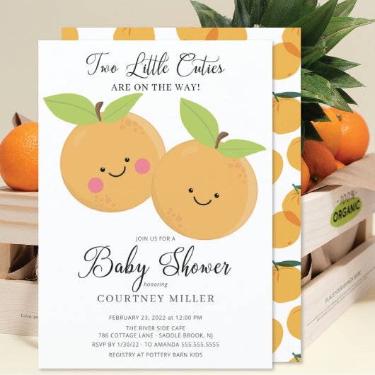 Little Cuties Twins Baby shower Invitation