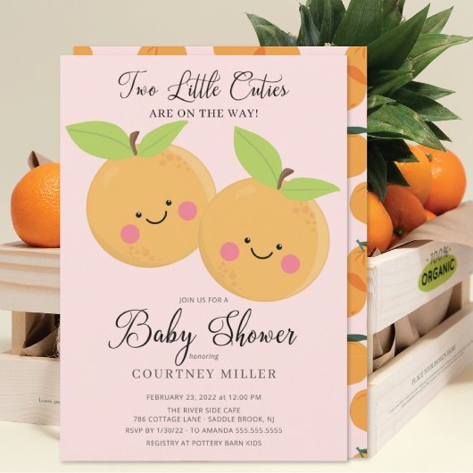 Little Cuties Twins Baby shower Invitation