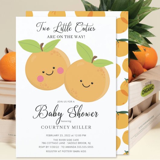 Little Cuties Twins Baby shower Invitation