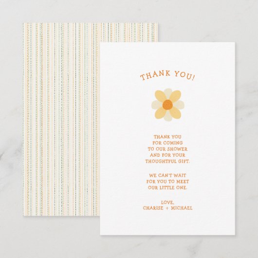 Little Daisy baby shower merci note (Devant / Derrière)