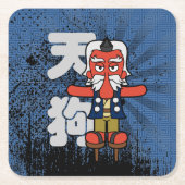 Little Daitengu Yokai Grunge Vierkante Kartonnen Onderzetter (Voorkant)