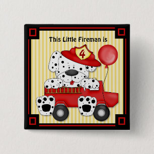 Little Dalmation Fireman - Aanpassen Vierkante Button 5,1 Cm