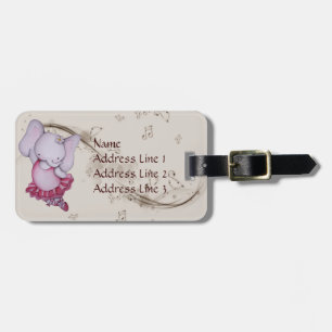 Little Dancing Ballerina Elephant Bagagelabel