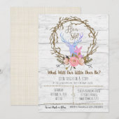 Little Deer Baby Gender onthullen uitnodiging (Voorkant / Achterkant)