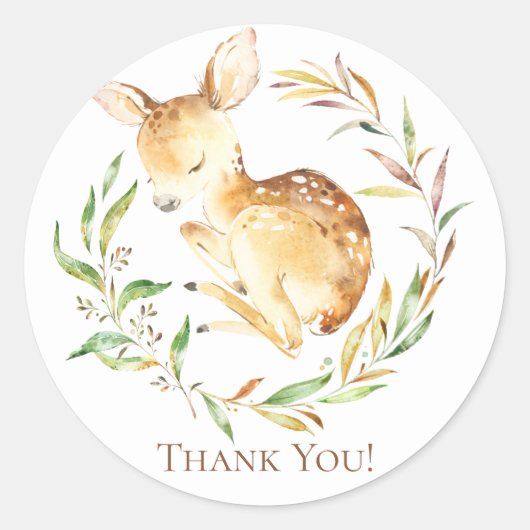 Little Deer Baby shower Dank u voor Sticker (Voorkant)