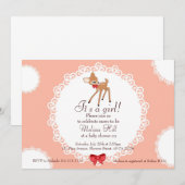 Little Deer Baby shower Invitation Kaart (Voorkant / Achterkant)