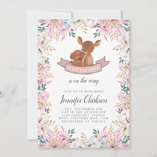 Little Deer Baby shower Kaart (Voorkant)
