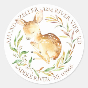 Little Deer Baby shower retour adreslabel Ronde Sticker