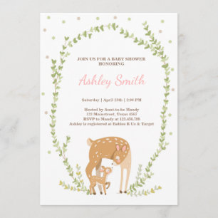 Little Deer baby shower uitnodiging Woodland Fores