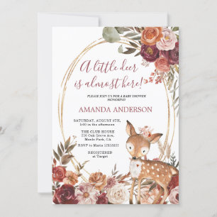 Little Deer Beige Marsala Baby shower uitnodiging
