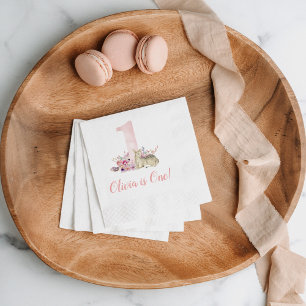 Little Deer First Birthday Party - Gepersonaliseer Servet