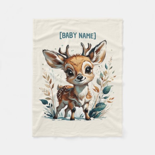 Little Deer gepersonaliseerd Fleece Deken (Voorkant)