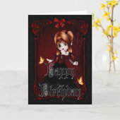 Little Devil 3 gothique Bonne carte d'anniversaire (Fleur jaune)