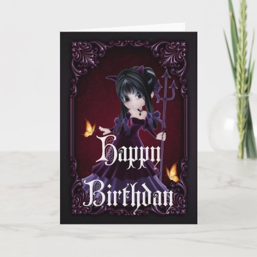Little Devil 6 Gothic Happy Birthday Kaart (Voorkant)