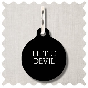 Little Devil Grappige Zwarte Hond Ronde Pet Tag Huisdierpenning