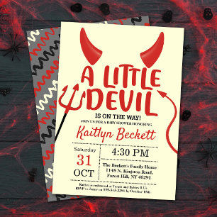 Little Devil Halloween Baby shower Kaart