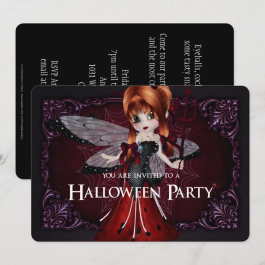 Little Devil Ladybug Imaginaire Invitation Hallowe (Devant / Derrière)
