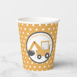 Little Digger Construction Verjaardag Papieren Bekers