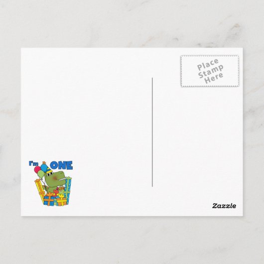 Little Dino 1st Birthday T shirten en geschenken Briefkaart (Achterkant)