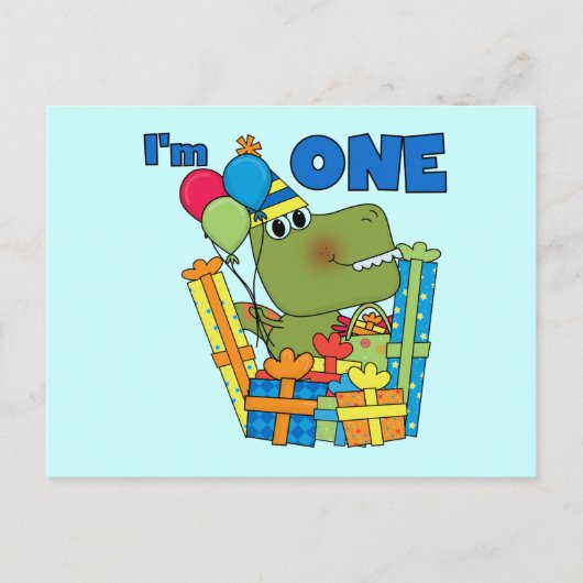 Little Dino 1st Birthday T shirten en geschenken Briefkaart (Voorkant)
