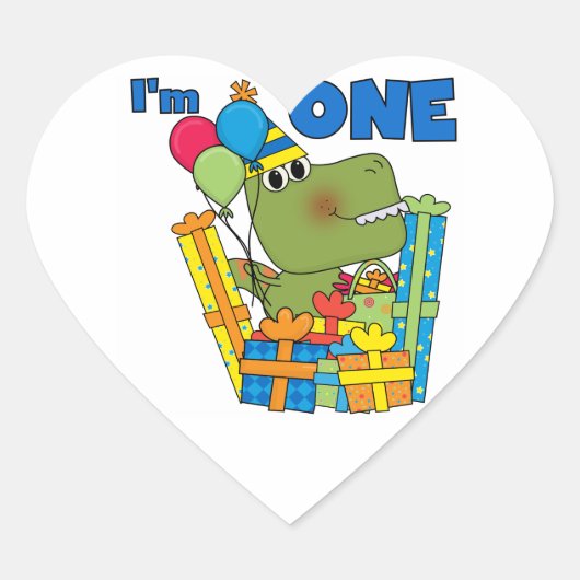 Little Dino 1st Birthday T shirten en geschenken Hart Sticker (Voorkant)